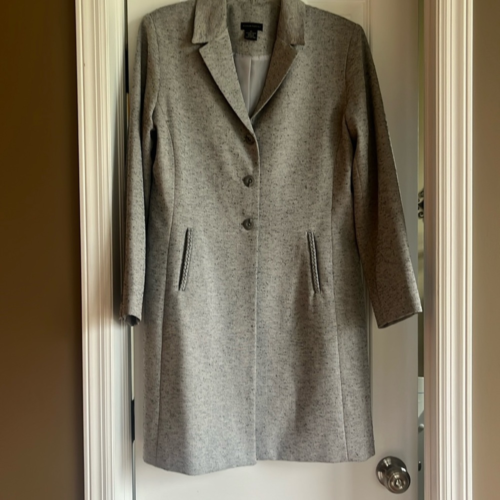 Courtenay long jacket blazer classic look jacket sz 12 black white herringbone